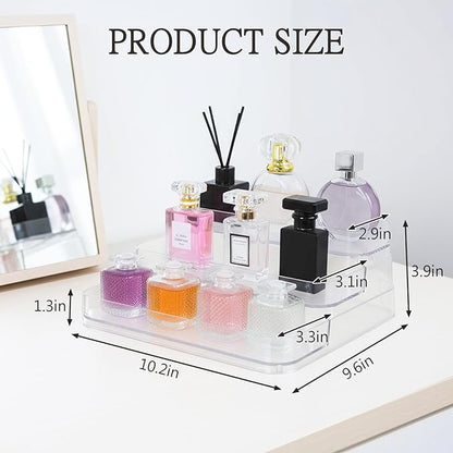 2 Pack Perfume Display Mini Perfume Organizer & Mini Scented Oils Organizer Vanity Display Case, 3 Tiers Perfume Cabinet for perfume shelf Clear Acrylic Display Case a Great Storage Helper at Home