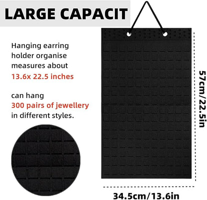 Hanging Earring Holder Organiser, Brooch Pin Display Board with 150 Slots for up to 300 Pairs of Earrings/Pins, Stud Earring Organisers and Storage Earring Holder Organizer Wall