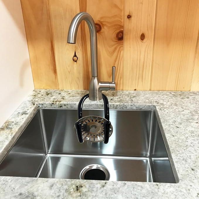Pmsanzay Sling Flexible Sink Caddy, Sink Sponge Holder Organizer, Non-Slip – Holds Sponge, Scrubbing Brush or Dishrag, Not hiding dirt, easy to clean - Black