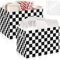 2PCS Black and White Checkered Utensil Holder Paper Utensil Caddy for Checkered Birthday Decorations Race Car Party Favors Disposable Cutlery Holder with Handles for Birthday Party Supplies