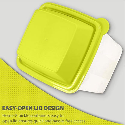 Home-X Pickle Container with Strainer - BPA Free Jalapeno Container for Mess-Free Storage of Condiment Food - Pickle Holder with Easy to Open Lid Design (Green)