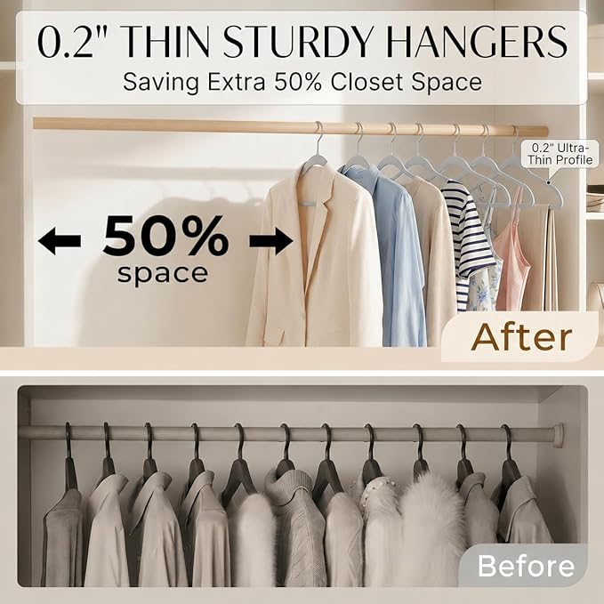 SMARTOR Plastic Hangers 20 Pack - Thin and Slim Design for Space Saving Organizer - Durable & Heavy Duty Closet Organizers and Storage with 360 Swivel Hooks, Non Slip Notches for Straps - Gray