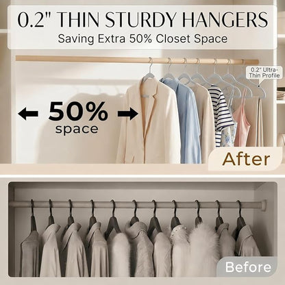 SMARTOR Plastic Hangers 20 Pack - Thin and Slim Design for Space Saving Organizer - Durable & Heavy Duty Closet Organizers and Storage with 360 Swivel Hooks, Non Slip Notches for Straps - Gray