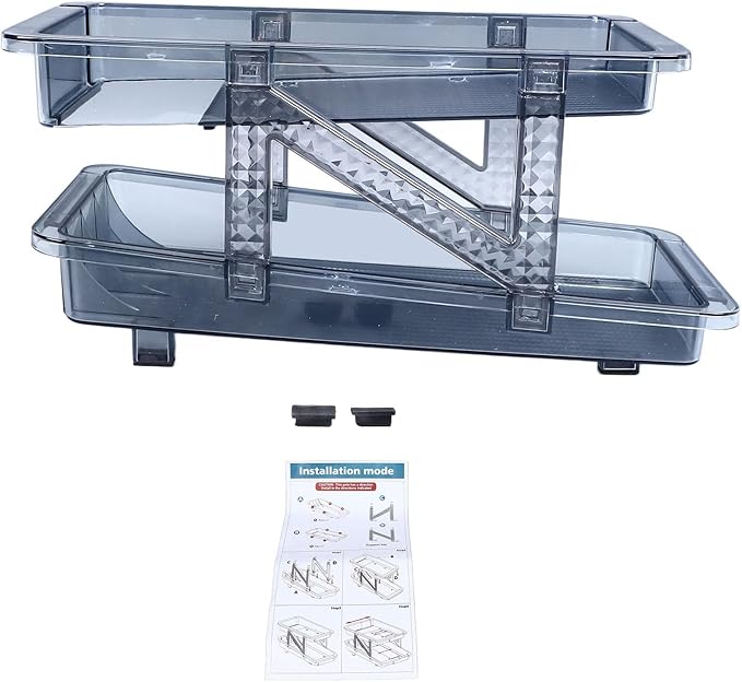 Auto Rolling Soda Can Dispenser, 2 Tier Adjustable Width Drink Container Holder for Fridge, Blue Organizer Dispenser