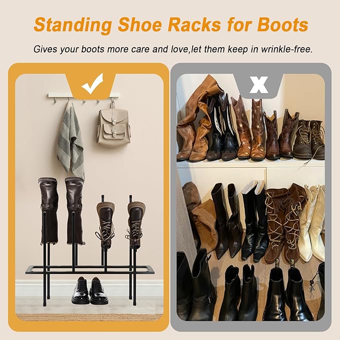 Boot Rack Shoe Cabinet Metal Shoe Rack for Closet Shoe Organizer for Closet for 4 Pairs Free Standing Shoe Racks Shoe Cabinet Storage for Entryway Bedroom, Patio Outdoor, Hallway large Boot Tray