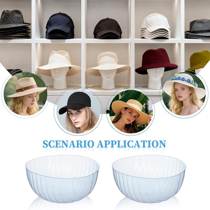 Homoyoyo 10Pcs Baseball Cap Shaper Inserts Clear PVC Hat Inner Support Dome Anti-Deformation Display Holder for Closet Organization and Travel Storage