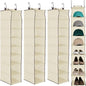 Garvee 3-Tier Hanging Shoe Organizer for Closet, Gray 8-Shelf Storage Holder with 2 Hooks, No Tools Needed Installation, Space-Saving Shelf for Shoes, Purses, Scarves, Accessories (3 Pack)