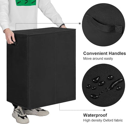 WOWLIVE 140L Double Laundry Hamper with Lid and Removable Laundry Bags, Large Dirty Clothes Hamper 2 section Collapsible Laundry Basket Dorm Room Storage for Bedroom, Bathroom, College,Black