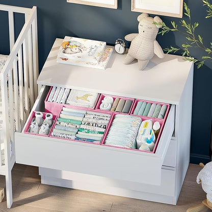 Drawer Organizer Set of 12 Pink - Nursery, Bedroom, Closet Organizer & Storage