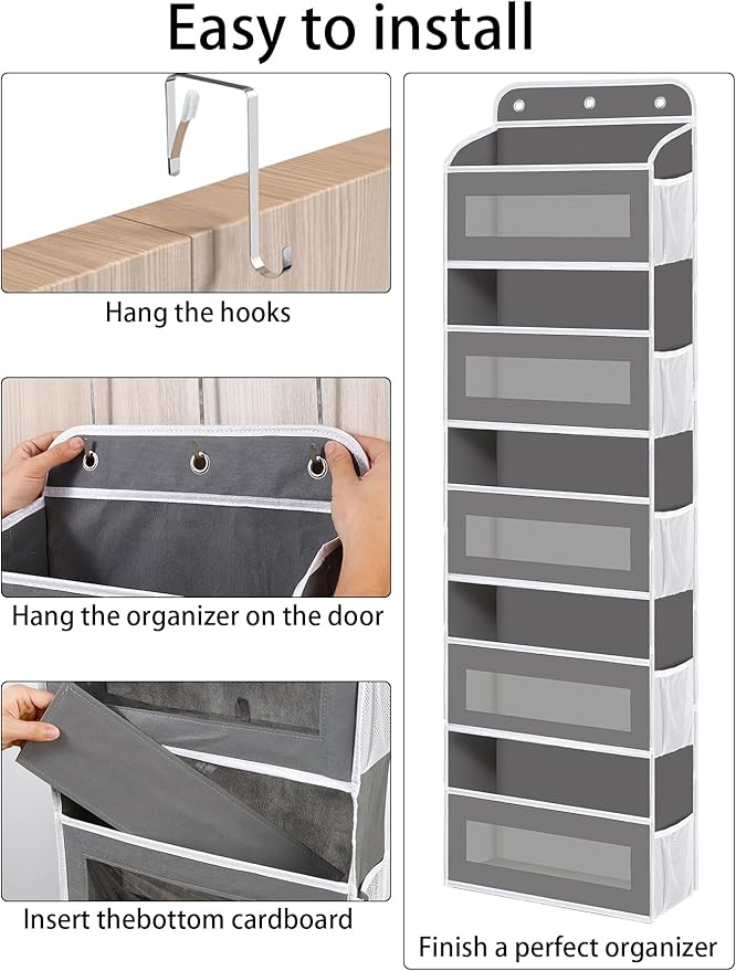 KYEVIS Over The Door Organizer, 5 Shelves Closet Door Hanging Storage and Organizer with 10 Mesh Pockets, Nursery Closet Organizer, Baby Essentials, Stuffed Animal Storage