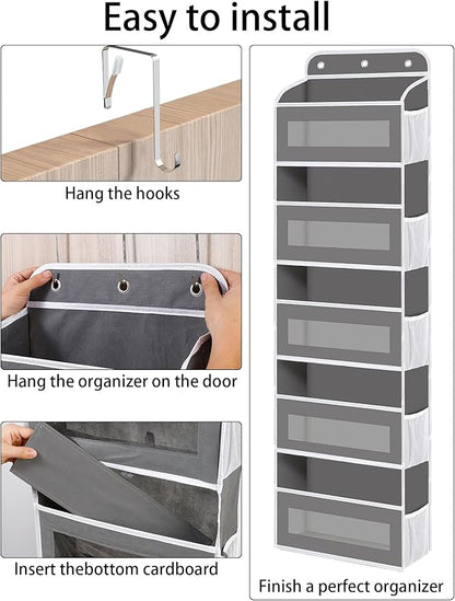 KYEVIS Over The Door Organizer, 5 Shelves Closet Door Hanging Storage and Organizer with 10 Mesh Pockets, Nursery Closet Organizer, Baby Essentials, Stuffed Animal Storage