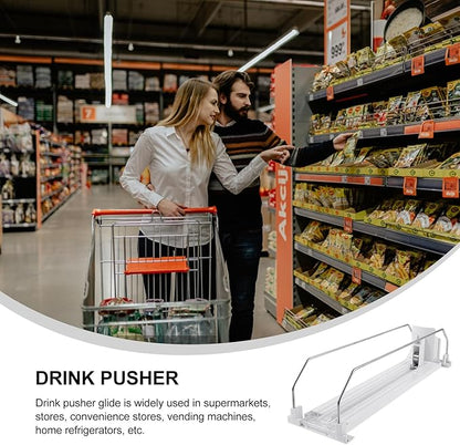 BESTOYARD Drink Pusher Supermarket Shelf Pusher Fridge Soda Can Holder Beverage Pusher Beer Can Storage Holder Drink Replenishment Pusher Drinks Cold Drink Abs Display Box White, 32.50X8.00X6.50CM