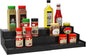 Lenwi Spice Rack Organizer for Cabinet, 3 Tier Expandable Bamboo Spice Storage for Kitchen Cupboard Pantry, Black