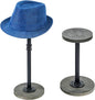 MyGift 2 Pcs Hat Display Rack Stand with Adjustable Height, Tabletop Baseball Cap Helmet Holder Organizer Storage Pedestal, Industrial Metal Pipe and Vintage Weathered Gray Wood Top and Base