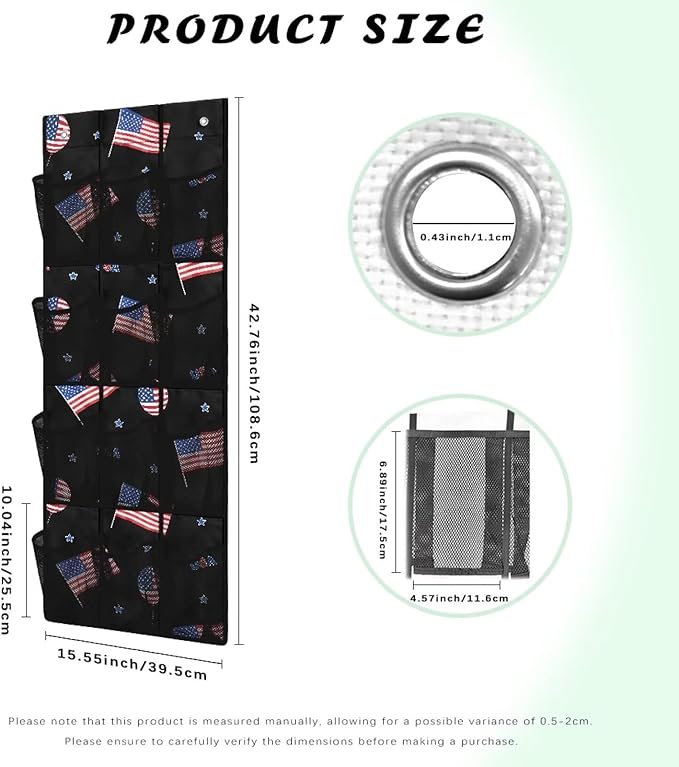 Shoe Organizer Door Hanger,American Flag Design Shoes Hanger Storage Organizer Bag for Bedroom,Hanging Shoe Storage Hanging Bag Waterproof Reusable