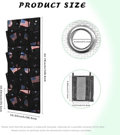 Shoe Organizer Door Hanger,American Flag Design Shoes Hanger Storage Organizer Bag for Bedroom,Hanging Shoe Storage Hanging Bag Waterproof Reusable