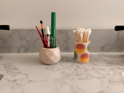 Qtip Holder - Boho Mandelas Design - Q Tip Holder for Bathroom, Floss Pick Holder, Cotton Swab Holder, Bathroom Sink Decor, Flosser Holder, Bathroom Vanity Decor, Cute Bathroom Decor