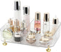 DASITON Makeup Organizer Countertop for Vanity, 5 Slots Makeup Brush Holder Organizer, Vintage Makeup Perfume Tray Cosmetic and Skincare Organizers for Bedroom Bathroom Counter, Desk Storage (Clear)