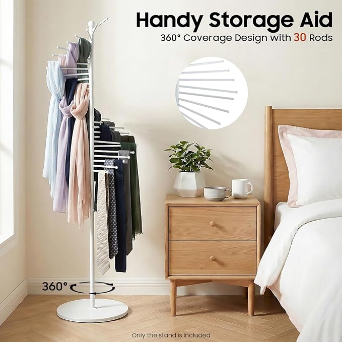 Scarf Display Rack 5.58ft Modern Freestanding Scarf Display Rack for Retail Stores, Homes & Offices, Spiral Iron Stand (White)