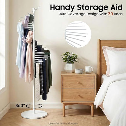 Scarf Display Rack 5.58ft Modern Freestanding Scarf Display Rack for Retail Stores, Homes & Offices, Spiral Iron Stand (White)