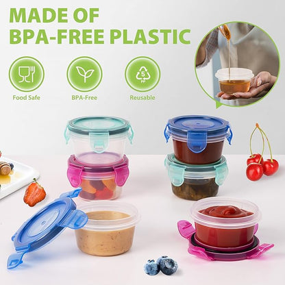 Freshmage 12 Pack Salad Dressing Container to Go, 2.7 oz Small Condiment Containers with Leakproof Lids for On-the-Go Meals, Reusable Sauce Containers BPA-Free