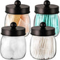 Farmhouse Decor Apothecary Jar Set,Mason Jar Bathroom Vanity Storage Organizer Canister-Qtip Holder Plastic Acrylic Jar for Cotton Swabs, Cotton Pad, Floss Pick, Paper Clip, Hair Clip (4 Pack, Bronze)