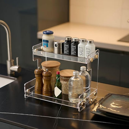 LEQ 2 Tier Bathroom Organizer Countertop Storage, Acrylic Standing Holder Cosmetic Storage Perfume Shelf for Bathroom, Bedroom, Dressing Table and Other Scenes that Need Storage