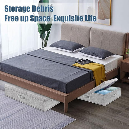 Supowin Underbed Storage Containers Bin with Lids, Large Under Bed Storage Organizer Box with Handle, Foldable Under the Storage Bags for Organizing Clothes, Shoes, Blankets, Pillows
