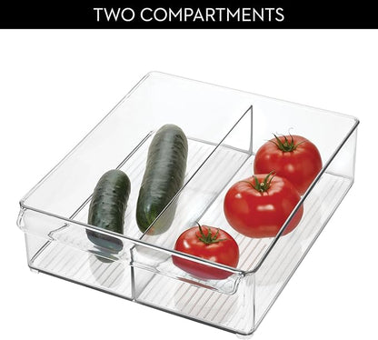 iDesign Divided Plastic Pantry Bin with Front Handle - Set of 2 - Clear