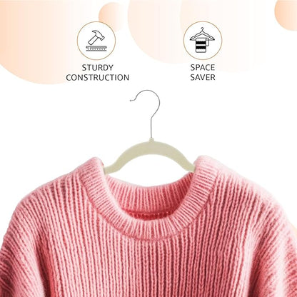 Amazon Basics Slim Velvet Non-Slip Space Saving Suit Clothes Hangers, Closet Organizer, Ivory/Beige, 30-Pack