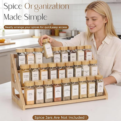 Spice Organizer, Bamboo 3 Tier Spice racks, Kitchen Seasoning Spices Rack, Suitable for Spice Organizers Such as Sitchen Countertops, Stoves, Sorage Rooms (M)