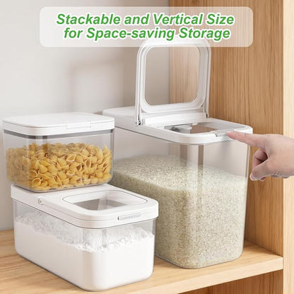 TBMAXS Rice Flour Storage Container - 6.5 Qt | 12 Lbs Crystal-Clear Plastic Food Storage Container Bin with Flip-up Lid, Dry Food Holder for Kitchen Pantry Organization and Storage