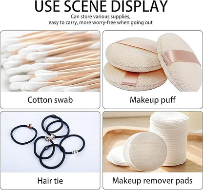 2Pcs Portable Travel Cotton Pad Holder,Bathroom Vanity Organizer for Cotton Balls, Swabs, Floss - Dispenser for Cosmetic Sponge(White)