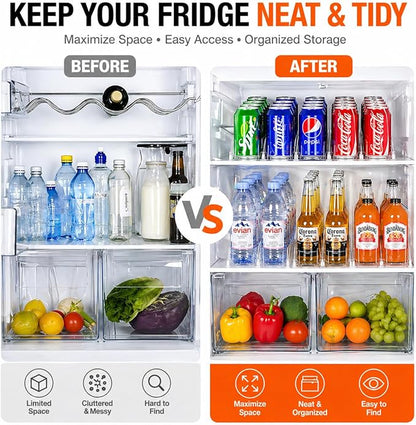 SOLY Drink Organizer for Fridge, Automatic Soda Can Dispenser with Pusher, 5-Row Refrigerator Drink Organizer Holds 25–30 Cans, 14.96" Deep