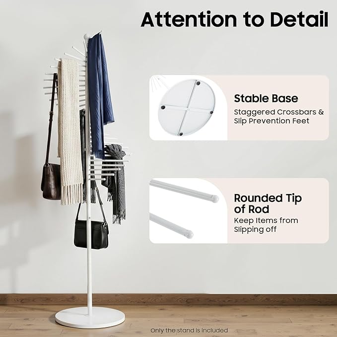 Scarf Display Rack 5.58ft Modern Freestanding Scarf Display Rack for Retail Stores, Homes & Offices, Spiral Iron Stand (White)