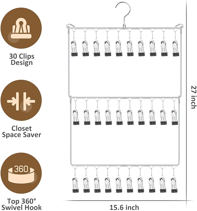 ZEDODIER Hat Hanger Hat Rack for Baseball Caps, 30 Hooks, Space Saving Hat Holder Closet Organizers and Storage, Silver