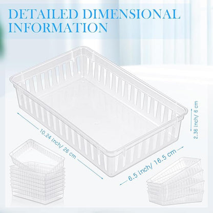 Wenqik 24 Pcs Plastic Storage Baskets for Classroom Organizing Small Pantry Storage Bins Rectangular Tray for Back to School Household Toys Classroom Bedrooms, Kitchens Countertops(Clear)