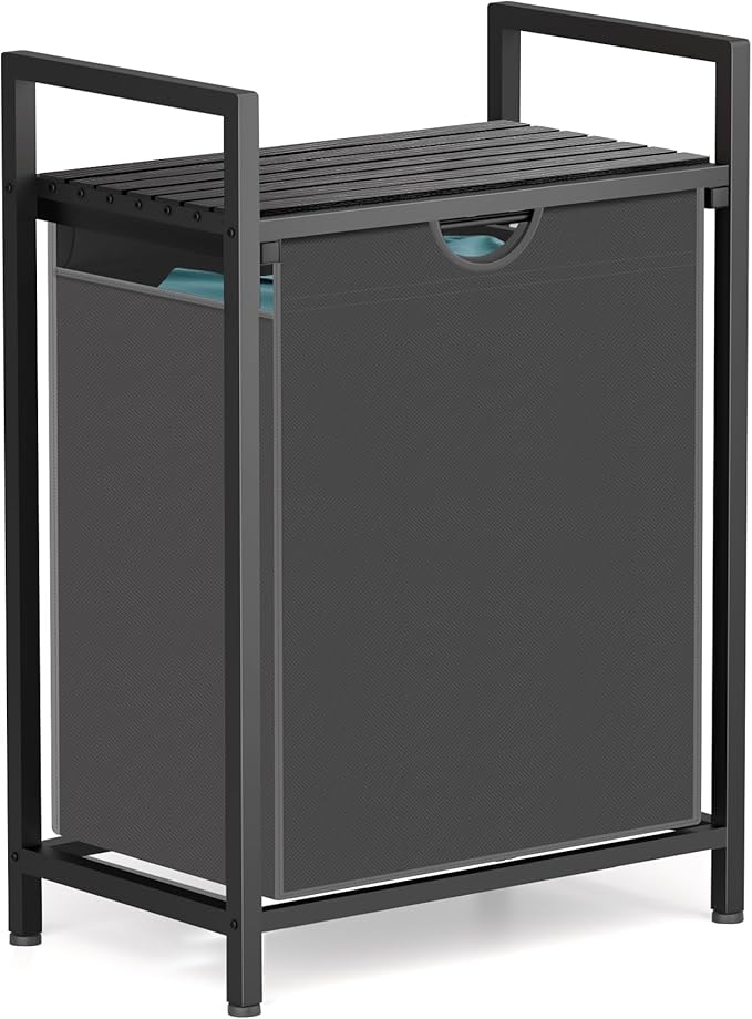Sonharlar Laundry Sorter with Removable Bag, 16 Gallons Laundry Hamper with Adjustable Feet, Laundry Basket for Laundry Room, Bathroom and Bedroom(Grey and Charcoal Black)