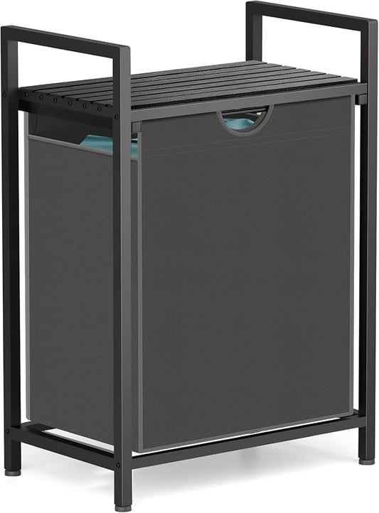 Sonharlar Laundry Sorter with Removable Bag, 16 Gallons Laundry Hamper with Adjustable Feet, Laundry Basket for Laundry Room, Bathroom and Bedroom(Grey and Charcoal Black)