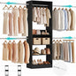 12FT Large Open Closet System, 138'' Wall-Mounted Closet Shelving with 5 Hanging Rods and 6 Shelves, Customizable Wardrobe for Walk-In Closets, Fits 5–12FT Spaces, Black