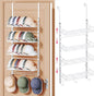 SWTYMIKI Over Door Hat Organizer - 5 Tier Wall Mounted Hat Rack with 4 Adjustable Metal Basket and 3 Hooks, Hanging Baseball Cap Organizer Storage Holds up to 49 Caps for Door, Bedroom, Closet