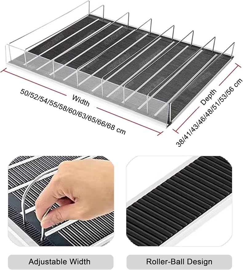Drink Organizer Automatic Can Dispenser Self Pushing Fridge Drinks Organiser Holder Rack for Fridge Kitchen Cupboard(60 x 43 cm)