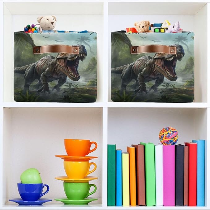 Dinosaur Rectangular Storage Basket Animal Print Organizer Bin Shelf Baskets For Clothes Gifts For Home Office Dorm