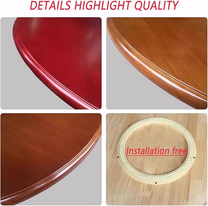 Large Wooden Lazy Susan 35.4" Rotating Table Top Dining Turntable, Round Serving Plate Decor Silent Smooth SpinBy Hand Easy to Clean