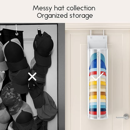 Homsorout Hat Rack for Door and Closet – Large Capacity Hanging Hat Rack Organizer Holds 30-35 Caps, Over the Door Hat Storage Organizer for Bedroom, Entrance or Dorm, 1 Pack, White