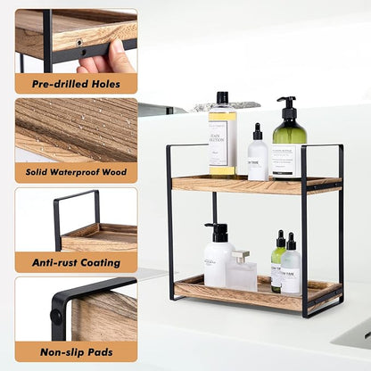 Giftacity Bathroom Counter Organizer and Storage - Kitchen Countertop Organizer for Bathroom Sink and Coffee Bar, 2-Tier Vanity Counter Tray Shelf for Restroom Decor