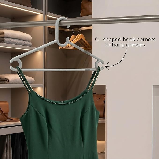 Sturdy Polypropylene Hanger, Pack of 12, Mint Granite White l Cloth Hanger l Dress Hangers l Hanger for Clothes Hanging