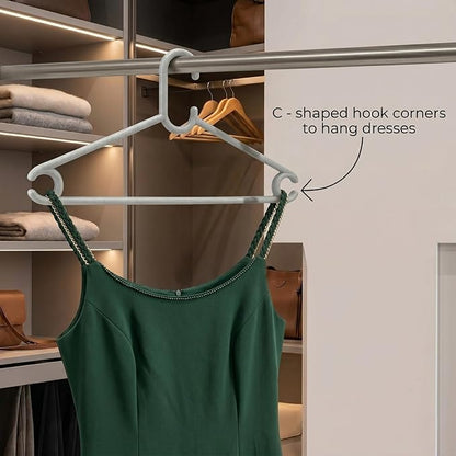 Sturdy Polypropylene Hanger, Pack of 12, Mint Granite White l Cloth Hanger l Dress Hangers l Hanger for Clothes Hanging