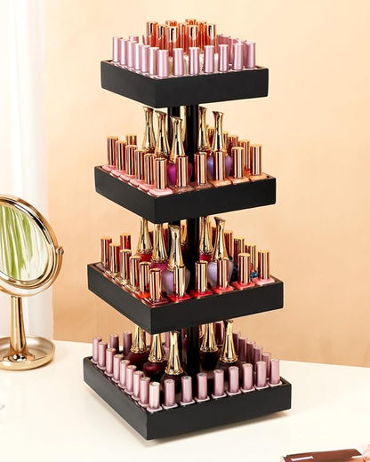 Homde Nail Polish Organizer for 86-123 Bottles, 360 Rotating Nail Polish Rack Holder, Display Storage Shelf for Fingernail Stand and Essential Oil, Gifts for Women Girls- Bamboo,Black
