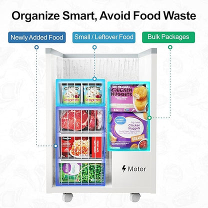 iSPECLE Deep Freezer Organizer, 8 Pack Wire Baskets for 5 Cu.Ft Chest Freezer & Upright Freezers (Over 8.5 Cu.Ft), 14" x 9.4" Stackable Heavy Duty Storage Bins Easy Access to Sort Meat, White